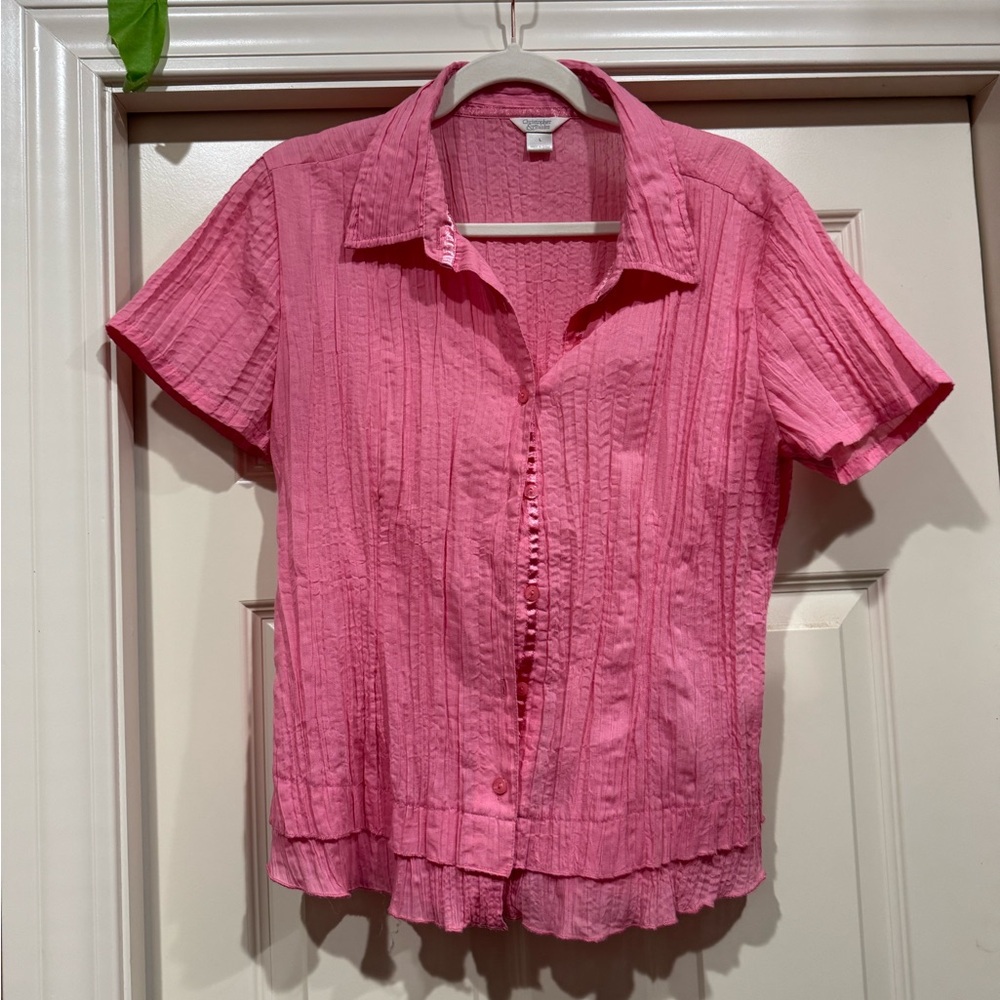 Christopher & Banks Vibrant Pink Textured Blouse